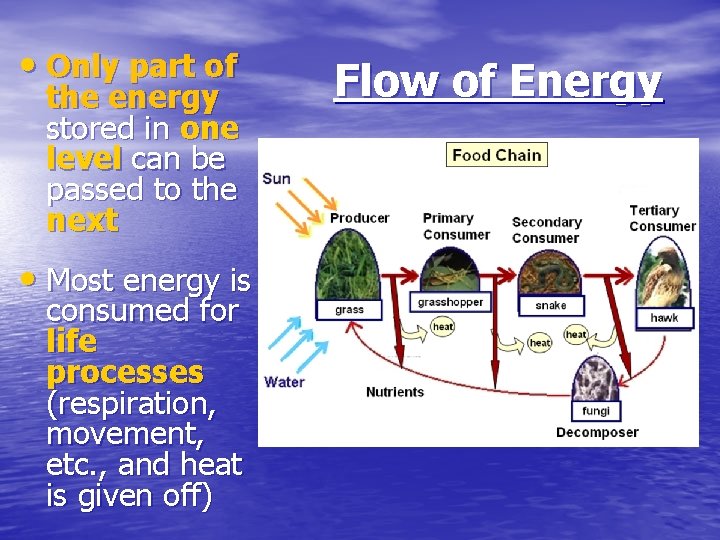  • Only part of the energy stored in one level can be passed