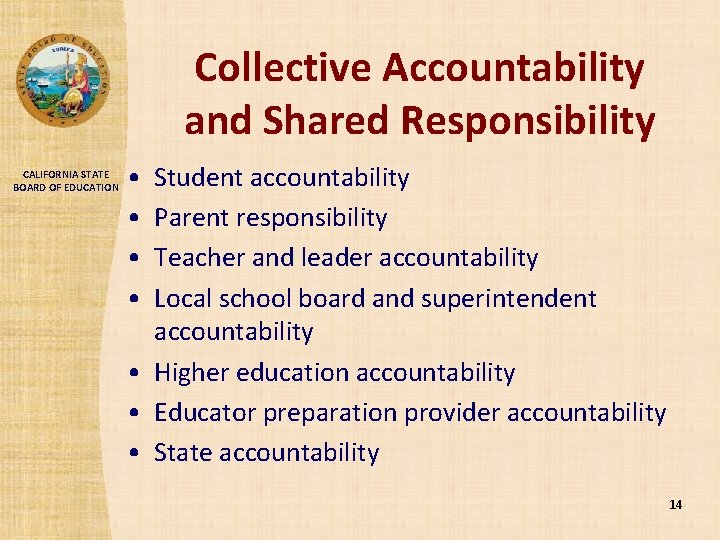 Considerations for Developing a New Accountability System CALIFORNIA
