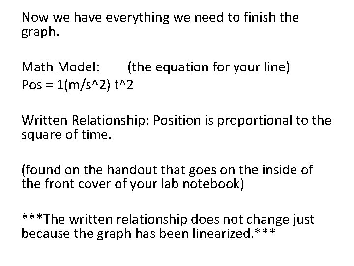 Now we have everything we need to finish the graph. Math Model: (the equation