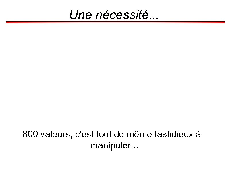 Une nécessité. . . 800 valeurs, c'est tout de même fastidieux à manipuler. .