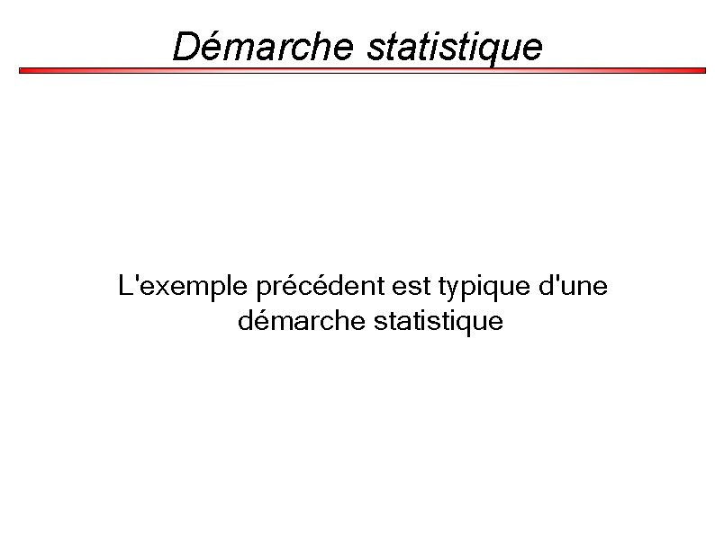 Démarche statistique L'exemple précédent est typique d'une démarche statistique 