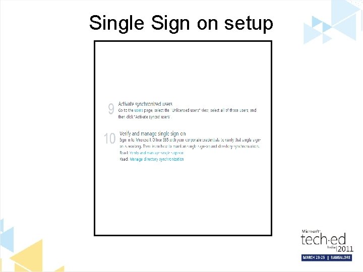 Single Sign on setup 