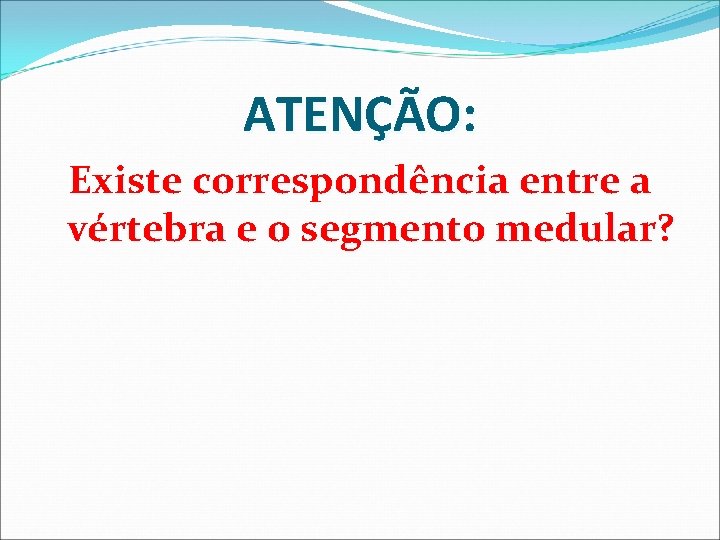 ATENÇÃO: Existe correspondência entre a vértebra e o segmento medular? 