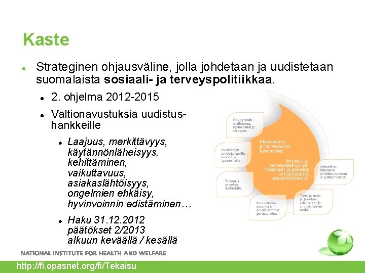 Kaste Strateginen ohjausväline, jolla johdetaan ja uudistetaan suomalaista sosiaali- ja terveyspolitiikkaa. 2. ohjelma 2012