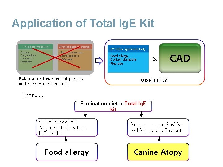 Application of Total Ig. E Kit 1 st Parasite infestation • Scabies • Cheyletiellosis,