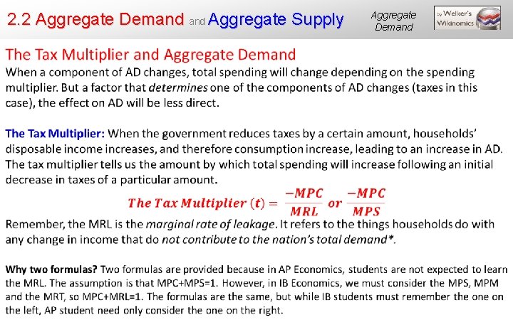 2. 2 Aggregate Demand Aggregate Supply Aggregate Demand 