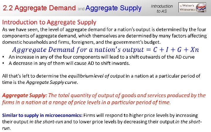 2. 2 Aggregate Demand Aggregate Supply Introduction to AS 