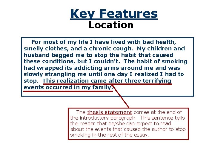 Key Features Location For most of my life I have lived with bad health,