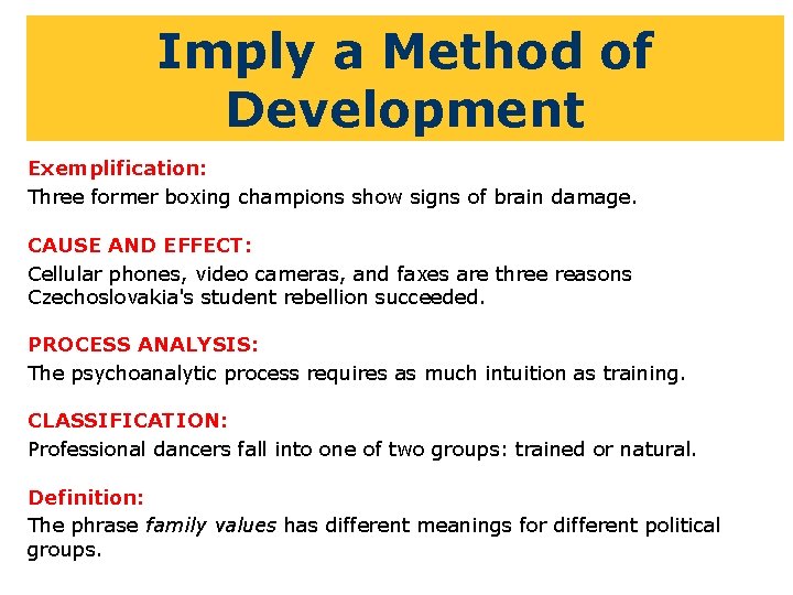 Imply a Method of Development Exemplification: Three former boxing champions show signs of brain
