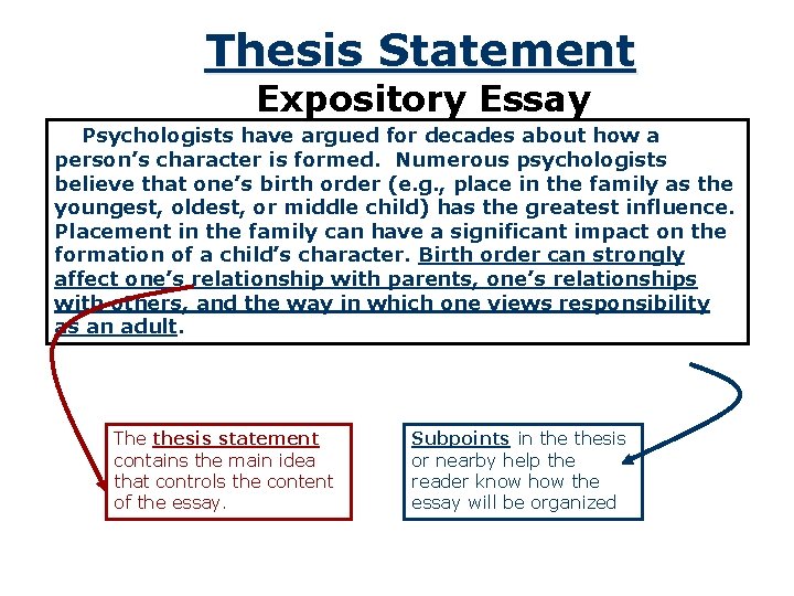 Thesis Statement Expository Essay Psychologists have argued for decades about how a person’s character