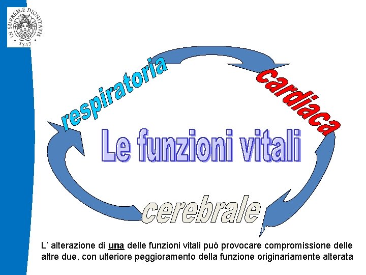 L’ alterazione di una delle funzioni vitali può provocare compromissione delle altre due, con