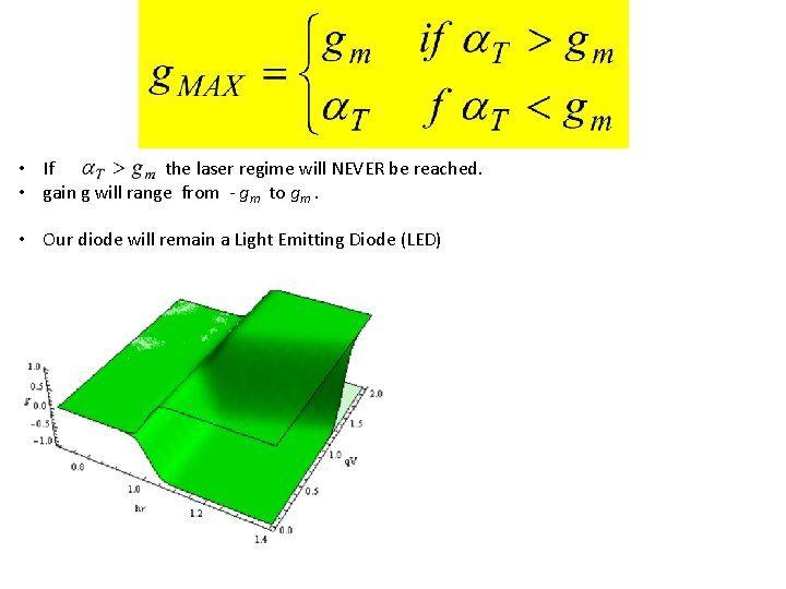  • If the laser regime will NEVER be reached. • gain g will
