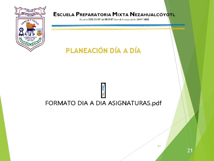 PLANEACIÓN DÍA A DÍA 21 21 