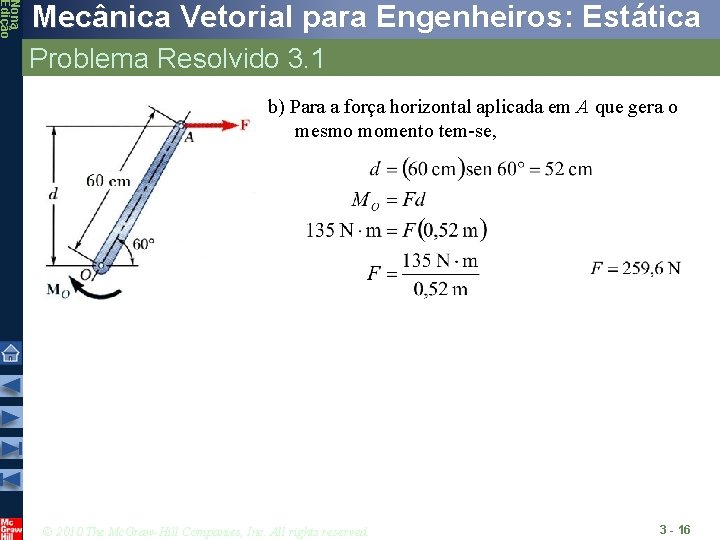 Nona Edição Mecânica Vetorial para Engenheiros: Estática Problema Resolvido 3. 1 b) Para a