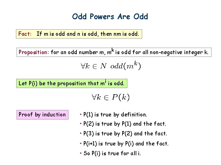 Odd Powers Are Odd Fact: If m is odd and n is odd, then