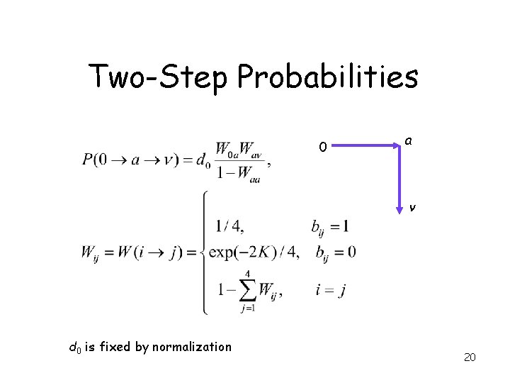 Two-Step Probabilities 0 a ν d 0 is fixed by normalization 20 