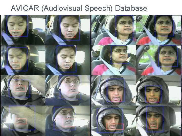 AVICAR (Audiovisual Speech) Database ARO MURI | Opportunistic Sensing | Rice, Maryland, Illinois, Yale,