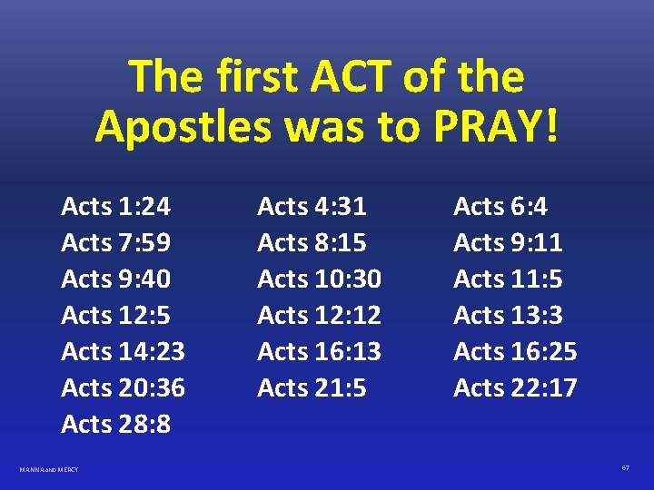 The first ACT of the Apostles was to PRAY! Acts 1: 24 Acts 7: