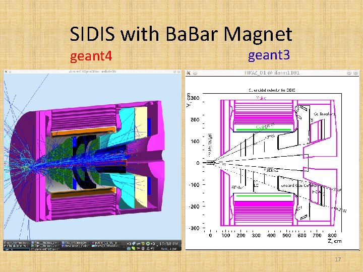 SIDIS with Ba. Bar Magnet geant 4 geant 3 17 
