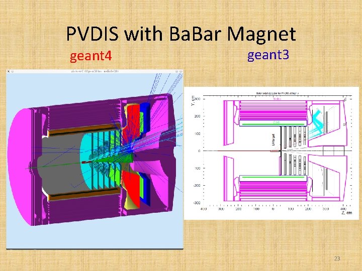 PVDIS with Ba. Bar Magnet geant 4 geant 3 23 