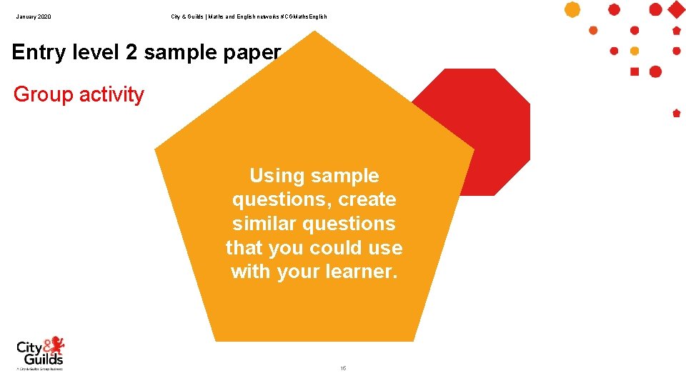 January 2020 City & Guilds | Maths and English networks #CGMaths. English Entry level