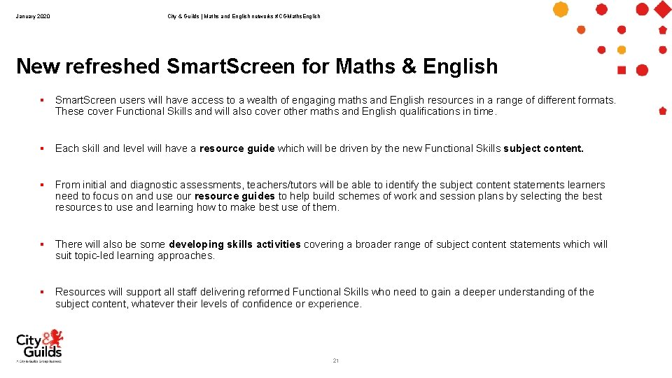 January 2020 City & Guilds | Maths and English networks #CGMaths. English New refreshed