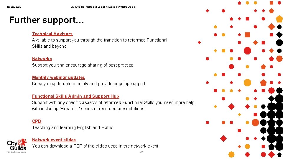 January 2020 City & Guilds | Maths and English networks #CGMaths. English Further support…