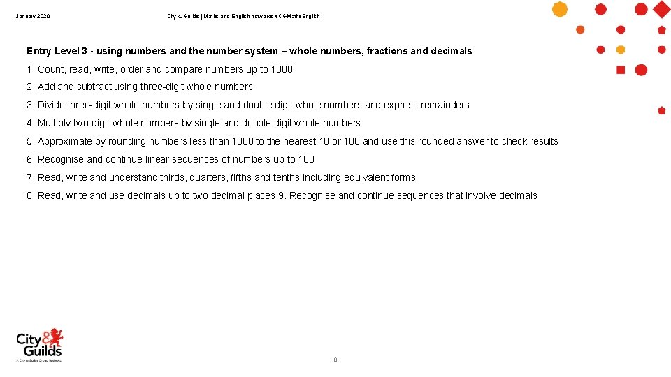 January 2020 City & Guilds | Maths and English networks #CGMaths. English Entry Level