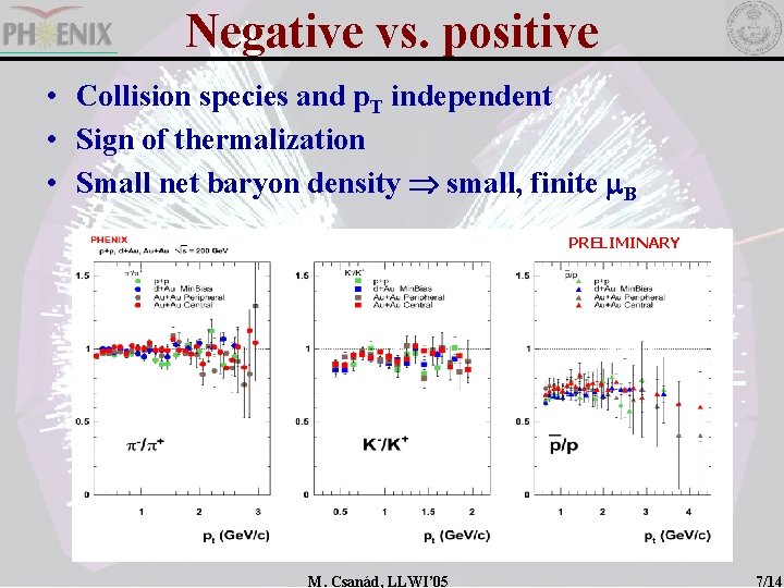 Negative vs. positive • Collision species and p. T independent • Sign of thermalization