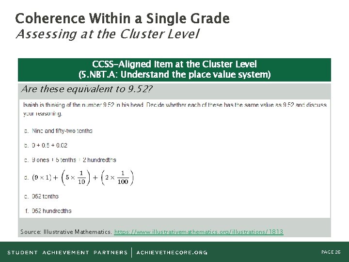 Coherence Within a Single Grade Assessing at the Cluster Level CCSS-Aligned Item at the