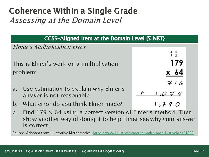 Coherence Within a Single Grade Assessing at the Domain Level CCSS-Aligned Item at the
