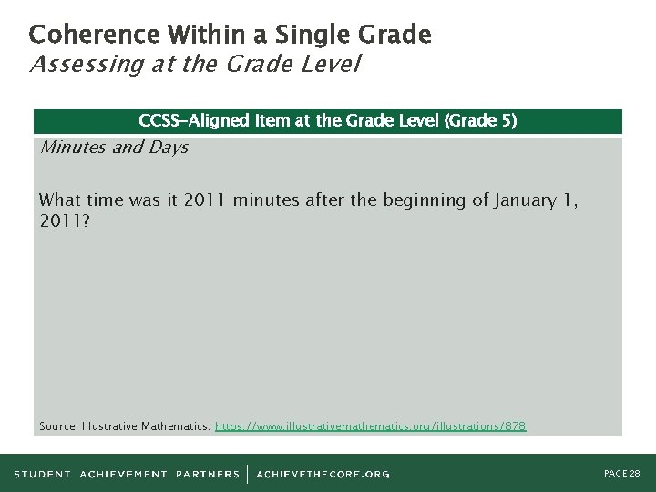 Coherence Within a Single Grade Assessing at the Grade Level CCSS-Aligned Item at the