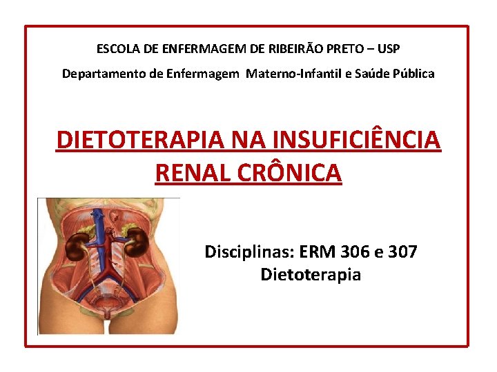 ESCOLA DE ENFERMAGEM DE RIBEIRÃO PRETO – USP Departamento de Enfermagem Materno-Infantil e Saúde ESCOLA DE ENFERMAGEM DE RIBEIRÃO PRETO – USP Departamento de Enfermagem Materno-Infantil e Saúde