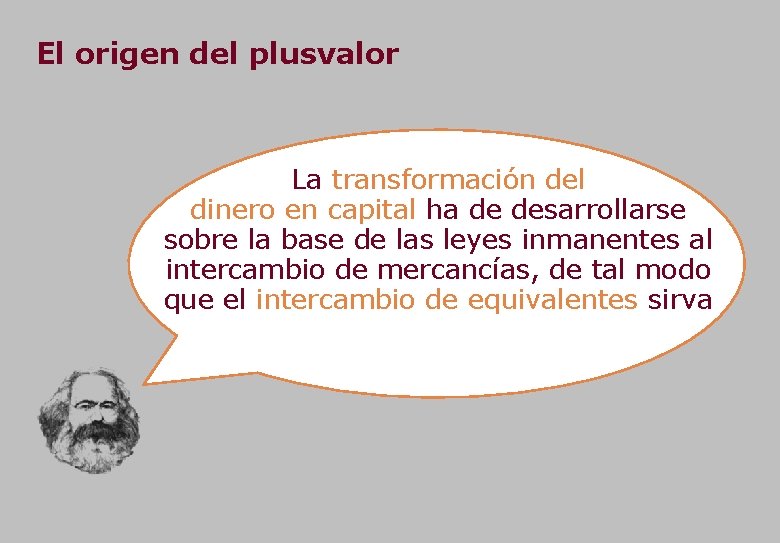 El origen del plusvalor La transformación del dinero en capital ha de desarrollarse sobre