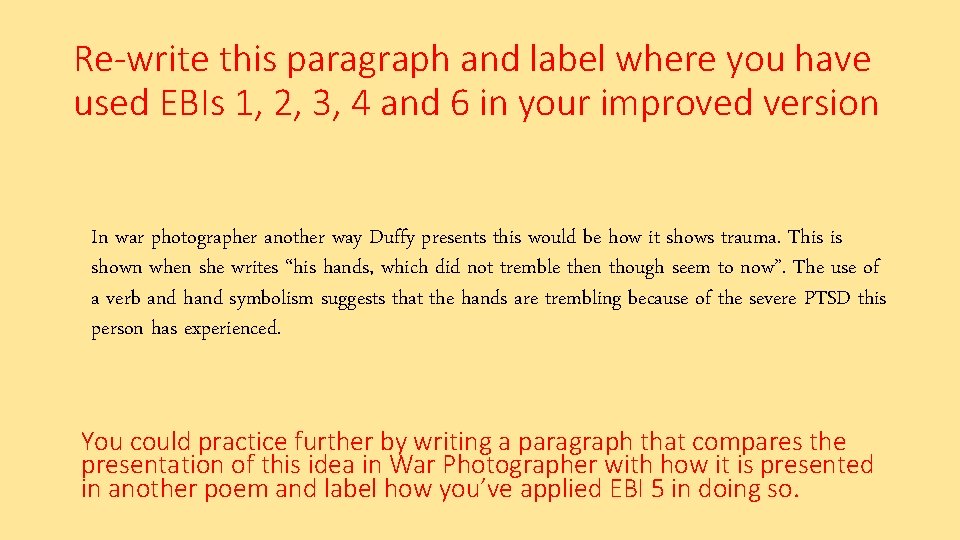 Re-write this paragraph and label where you have used EBIs 1, 2, 3, 4