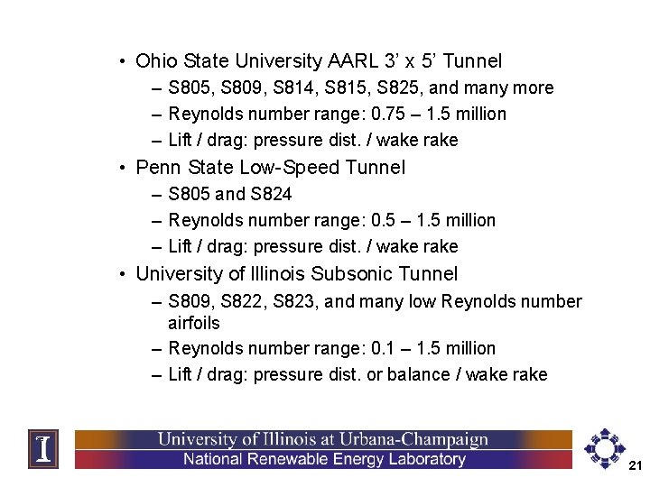  • Ohio State University AARL 3’ x 5’ Tunnel – S 805, S