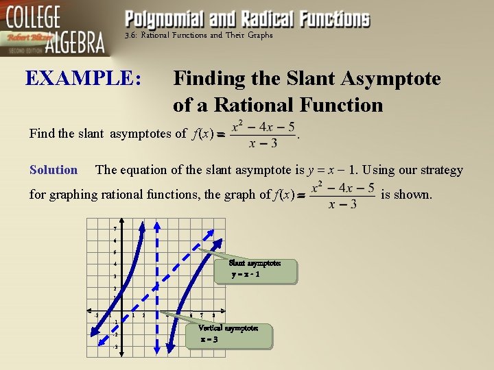 3. 6: Rational Functions and Their Graphs EXAMPLE: Finding the Slant Asymptote of a