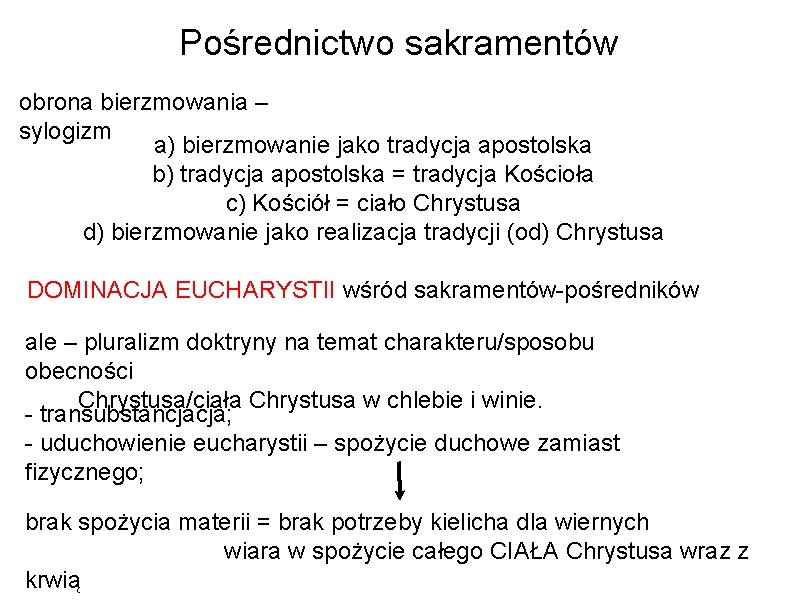 Pośrednictwo sakramentów obrona bierzmowania – sylogizm a) bierzmowanie jako tradycja apostolska b) tradycja apostolska