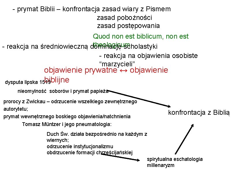 - prymat Biblii – konfrontacja zasad wiary z Pismem zasad pobożności zasad postępowania Quod