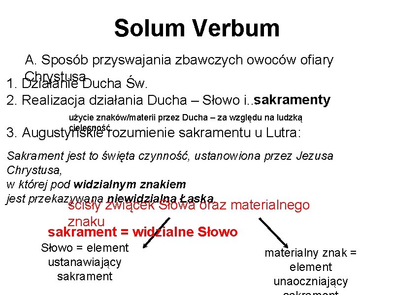 Solum Verbum A. Sposób przyswajania zbawczych owoców ofiary Chrystusa 1. Działanie Ducha Św. 2.