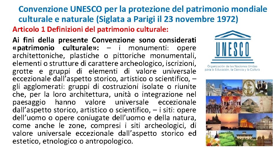 Convenzione UNESCO per la protezione del patrimonio mondiale culturale e naturale (Siglata a Parigi