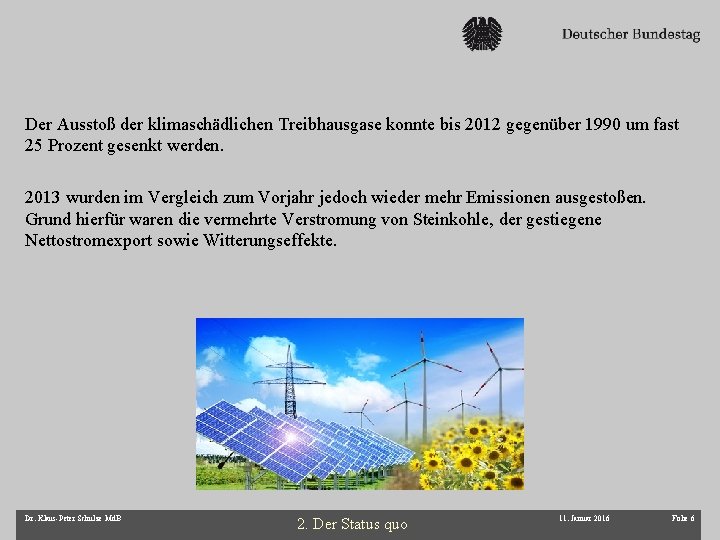 Der Ausstoß der klimaschädlichen Treibhausgase konnte bis 2012 gegenüber 1990 um fast 25 Prozent
