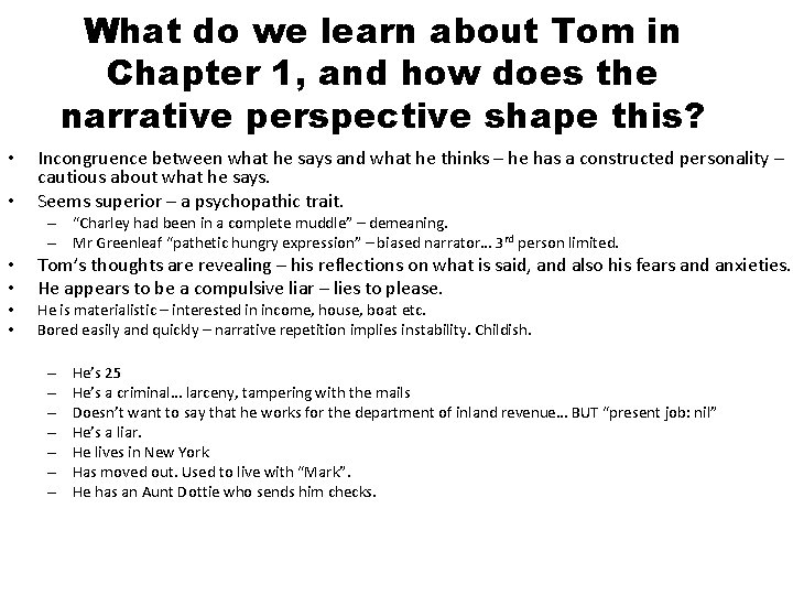 What do we learn about Tom in Chapter 1, and how does the narrative