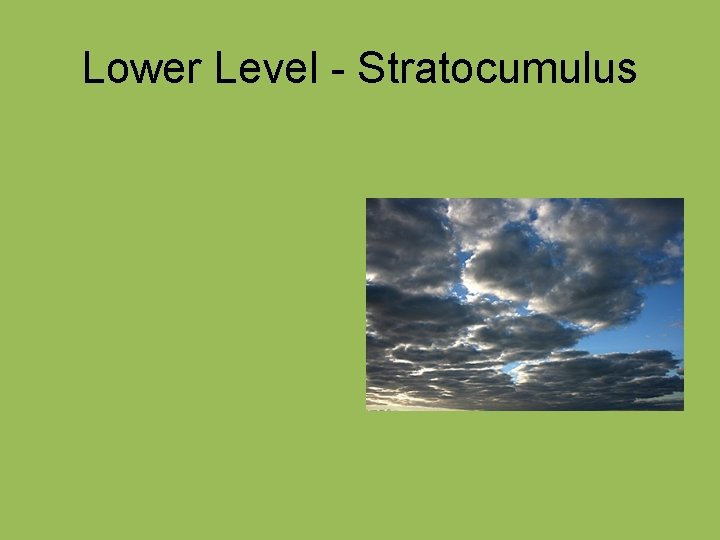 Lower Level - Stratocumulus 