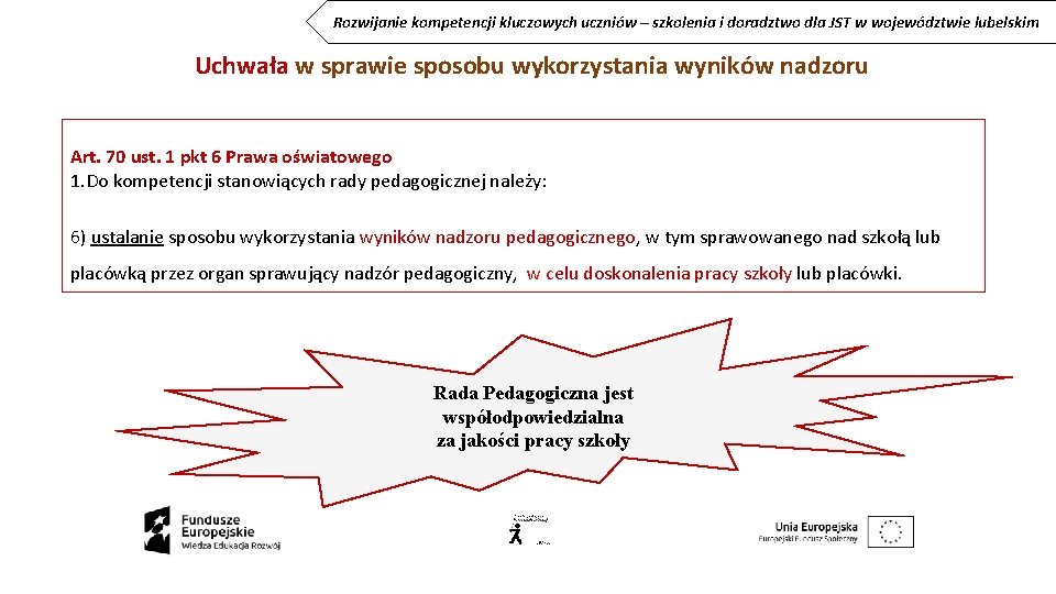 Rozwijanie kompetencji kluczowych uczniów – szkolenia i doradztwo dla JST w województwie lubelskim Uchwała