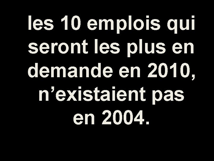 les 10 emplois qui seront les plus en demande en 2010, n’existaient pas en