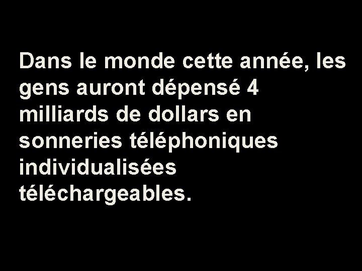 Dans le monde cette année, les gens auront dépensé 4 milliards de dollars en