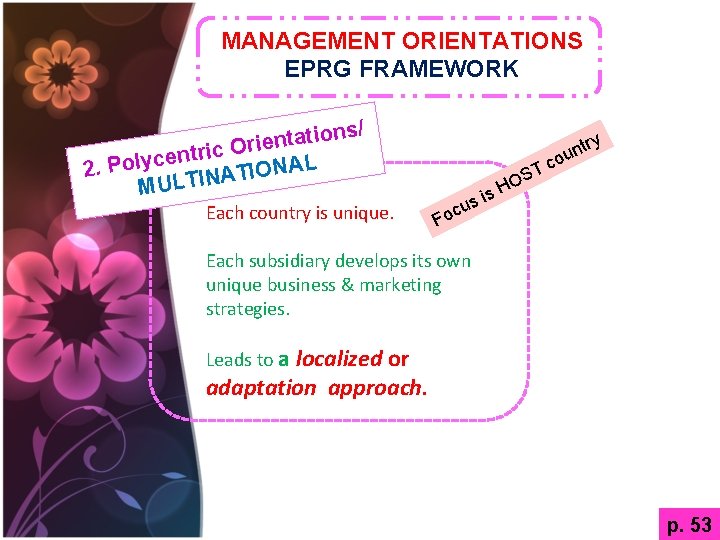 MANAGEMENT ORIENTATIONS EPRG FRAMEWORK / s n o i t a t rien O