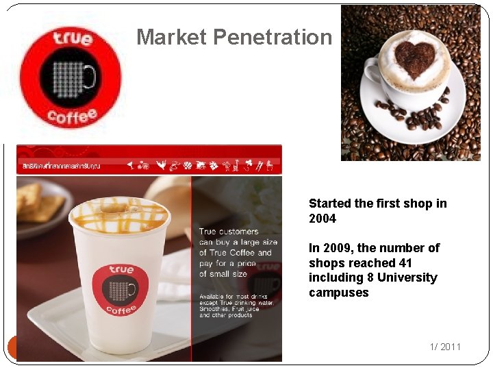Market Penetration Started the first shop in 2004 In 2009, the number of shops