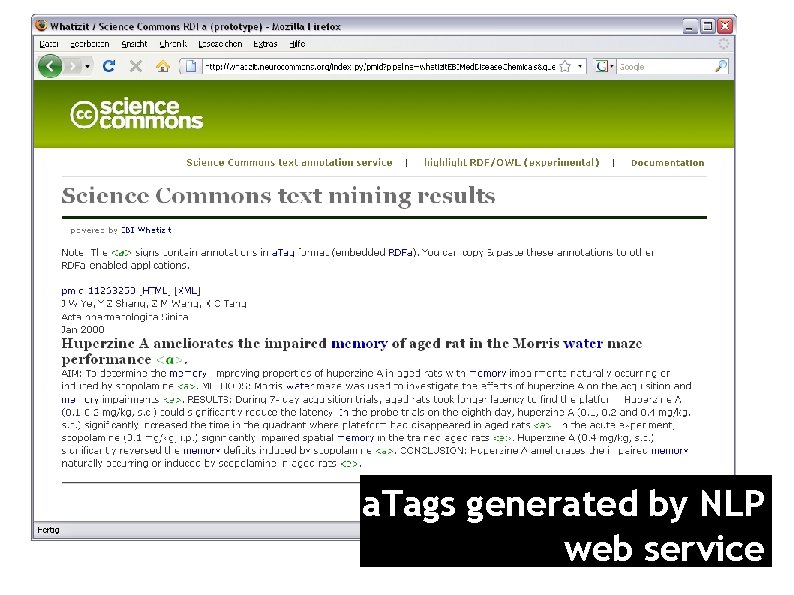 a. Tags generated by NLP web service 